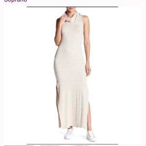 SOPRANO cowl neck beige sleeveless Maxi dress